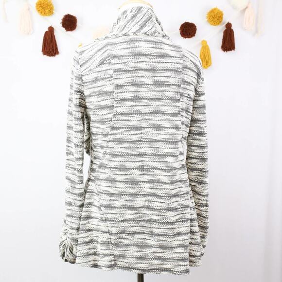 Anthropologie Saturday Sunday Gray White Marled Knit Moto Cardigan Sweater Small - Picture 3 of 5